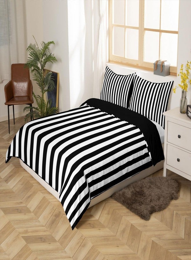 Feelyou Black White Striped Duvet Cover King Size Striped Comforter Cover for Boys Girls Basic Simple Bedding Set 3Pcs Geometric Room Decor No Comforter - Image 2