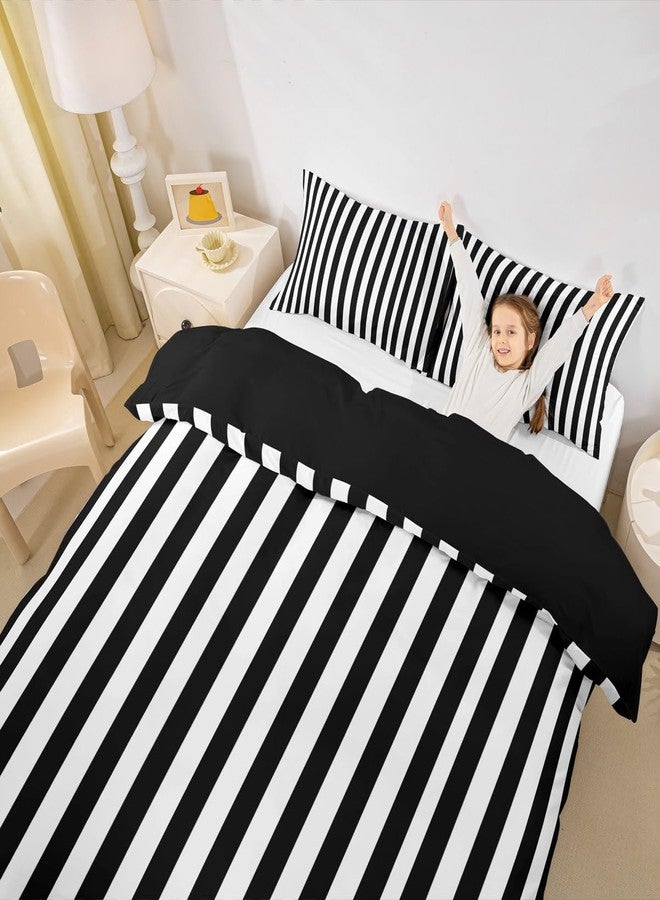 Feelyou Black White Striped Duvet Cover King Size Striped Comforter Cover for Boys Girls Basic Simple Bedding Set 3Pcs Geometric Room Decor No Comforter - Image 5