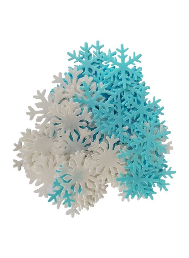 Homankit 50Pcs Edible Cake Cupcake Toppers Snowflakes Christmas Winter Party Decoration White and Blue - Image 4
