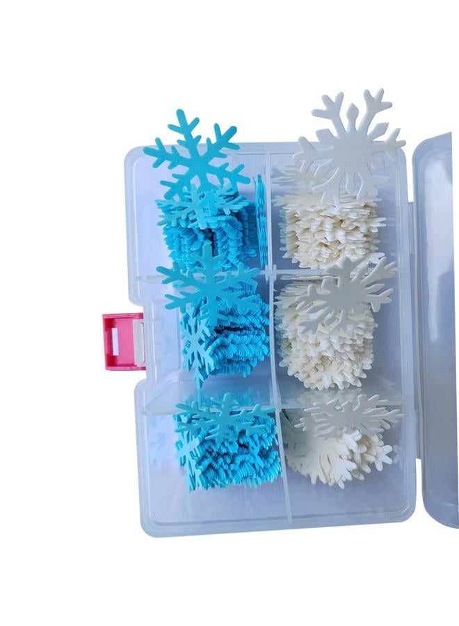 Homankit 50Pcs Edible Cake Cupcake Toppers Snowflakes Christmas Winter Party Decoration White and Blue - Image 1