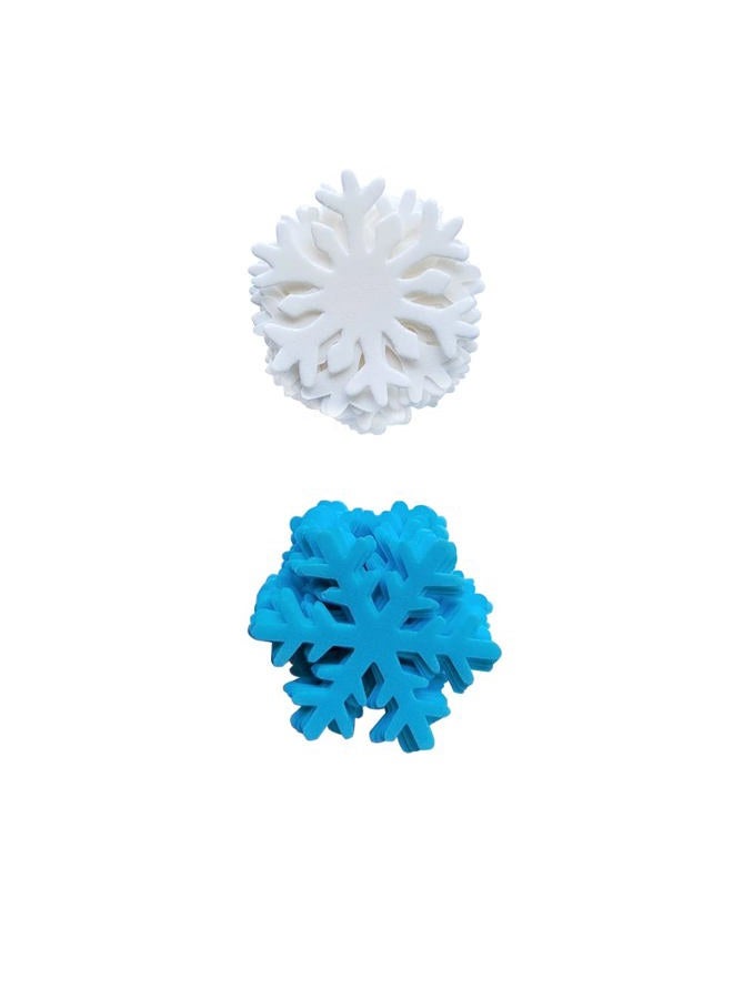 Homankit 50Pcs Edible Cake Cupcake Toppers Snowflakes Christmas Winter Party Decoration White and Blue - Image 3
