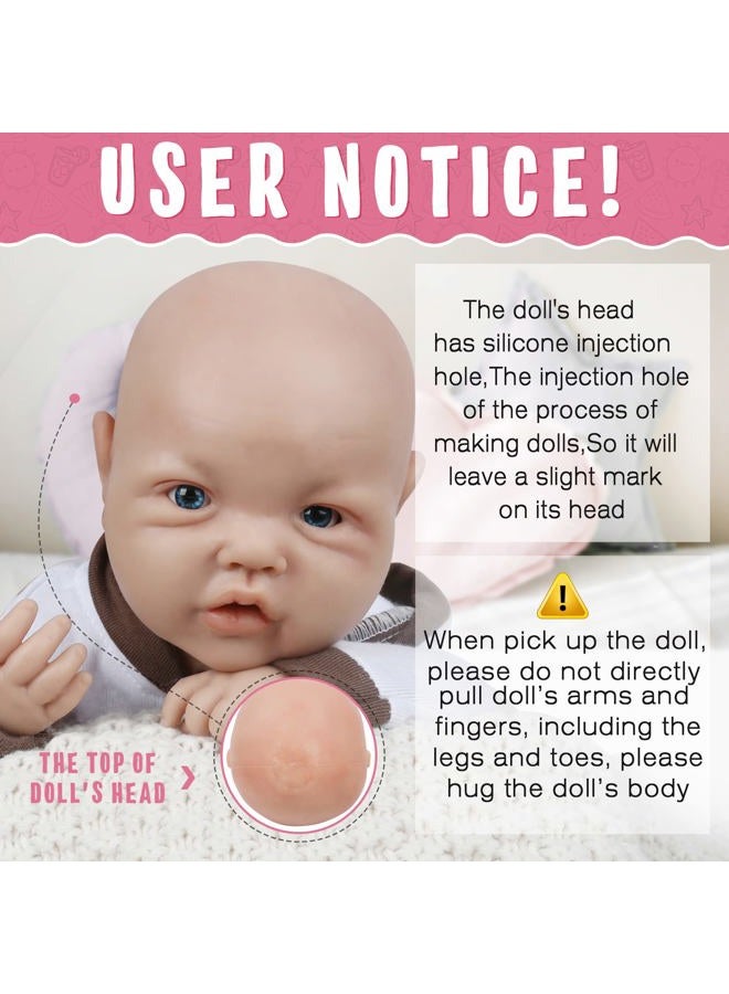 Vollence 17 Inch Full Silicone Baby Doll That Looks Real - Not Vinyl Material, Reborn Lifelike Girl - Image 2