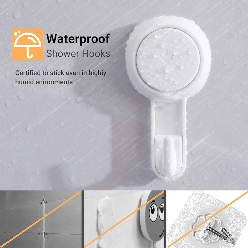 Marchpower Shower Hooks for Inside Shower Reusable Waterproof Utility Suction Cups Hooks - 2 Pack Heavy Duty Vacuum Hook Home Kitchen Bathroom Wall Holder Hanger for Towel Loofah Cloth Key & Ceiling - Image 4