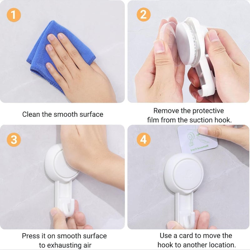 Marchpower Shower Hooks for Inside Shower Reusable Waterproof Utility Suction Cups Hooks - 2 Pack Heavy Duty Vacuum Hook Home Kitchen Bathroom Wall Holder Hanger for Towel Loofah Cloth Key & Ceiling - Image 5