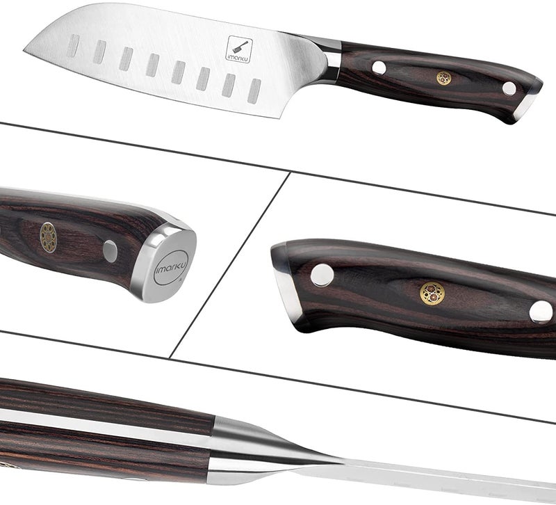 imarku Santoku Knife Chef Knife 5 inch Ultra Sharp Asian Knife Japanese Chef Knife - Japanese SUS440A Stainless Steel - Ergonomic Pakkawood Handle, Best Choice for Home Kitchen - Image 5