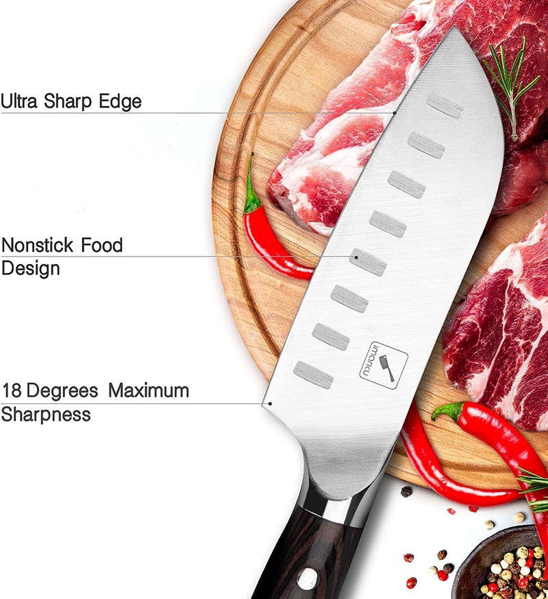 imarku Santoku Knife Chef Knife 5 inch Ultra Sharp Asian Knife Japanese Chef Knife - Japanese SUS440A Stainless Steel - Ergonomic Pakkawood Handle, Best Choice for Home Kitchen - Image 4