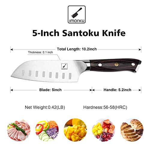 imarku Santoku Knife Chef Knife 5 inch Ultra Sharp Asian Knife Japanese Chef Knife - Japanese SUS440A Stainless Steel - Ergonomic Pakkawood Handle, Best Choice for Home Kitchen - Image 3