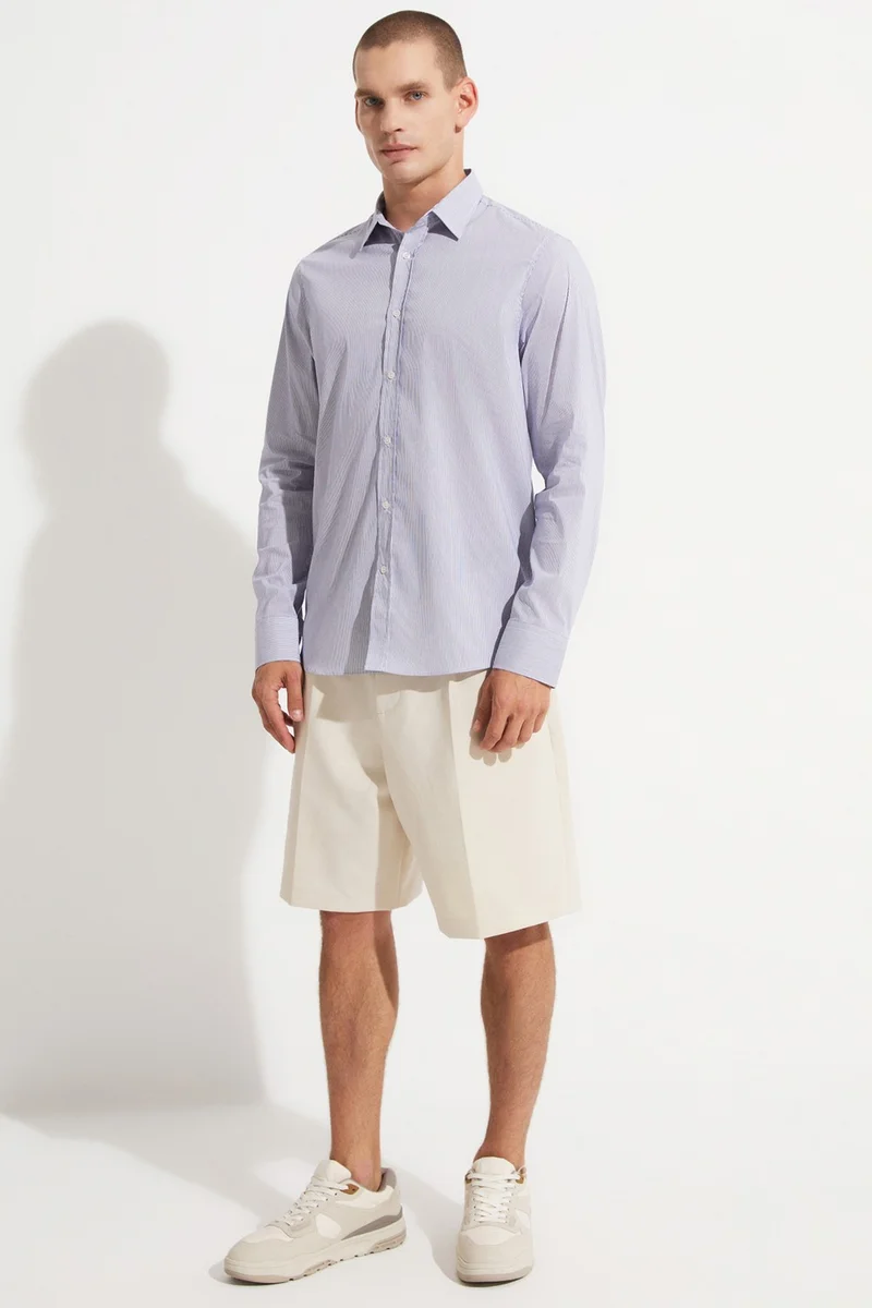 جون Men's Slim Fit 100% Cotton Striped Shirt