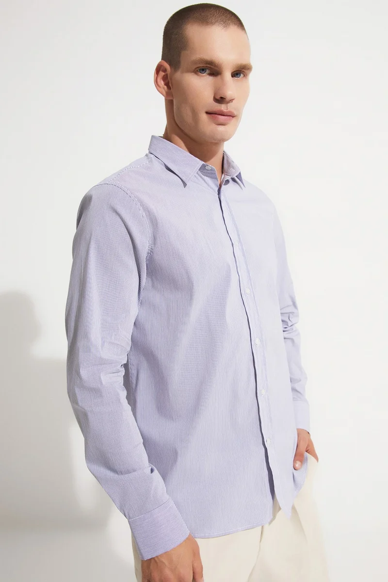 جون Men's Slim Fit 100% Cotton Striped Shirt