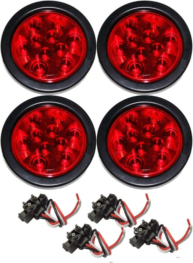 Libra مجموعة LIBRA من 4 مصابيح LED دائرية حمراء 4" - 24003 - Image 1