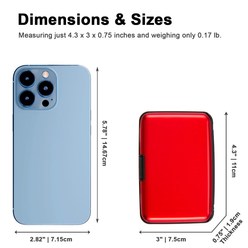 Kaabao Credit Card Holder, RFID Blocking Metal Card Wallet for Women Men Slim ID Card Holders Protector Aluminum Business Hard Case (Red) - Image 5