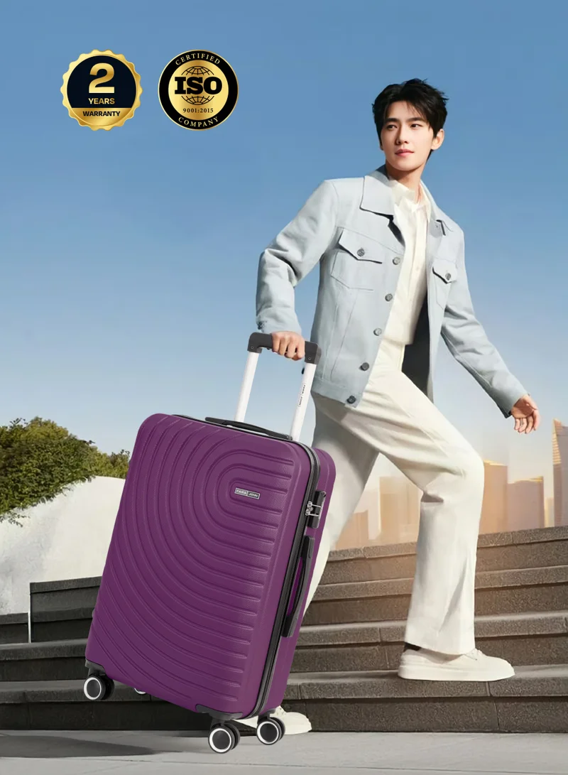 Parajohn Pink Medium 24-Inch ABS  Lightweight Hardshell Luggage Trolley | carrying 3kg 4-Wheel Spinner Suitcase Purple  | Best Price UAE