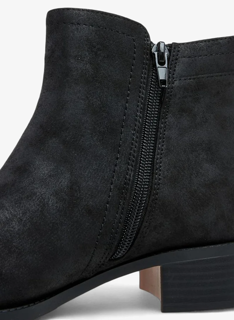 Celeste BLACK Women'S Solid Ankle Boots With Zip Closure for Women | Best Price UAE
