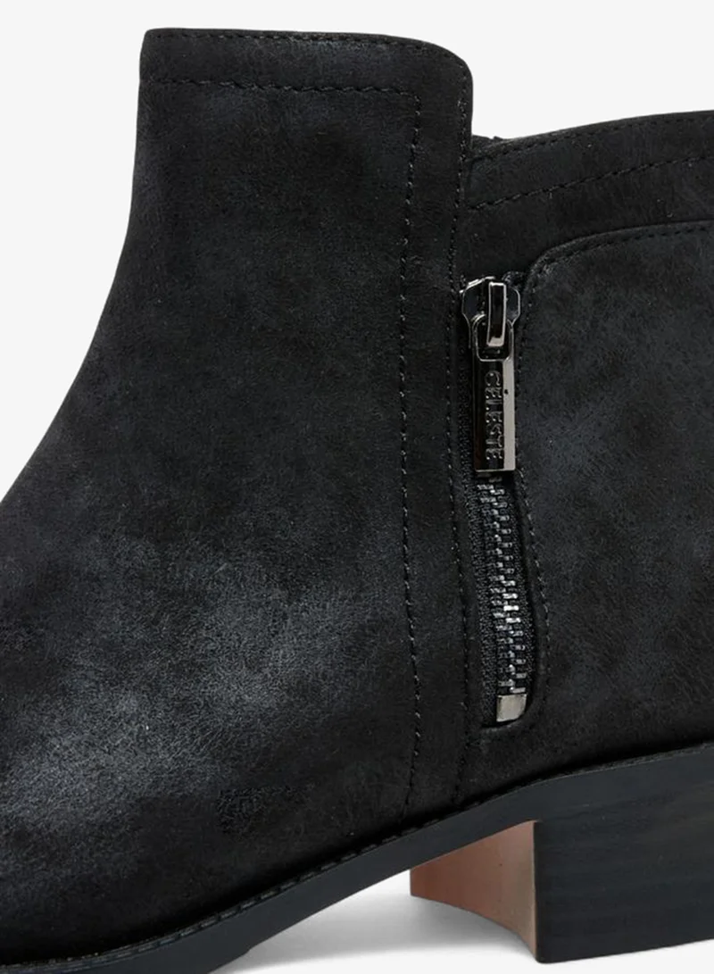 Celeste BLACK Women'S Solid Ankle Boots With Zip Closure for Women | Best Price UAE