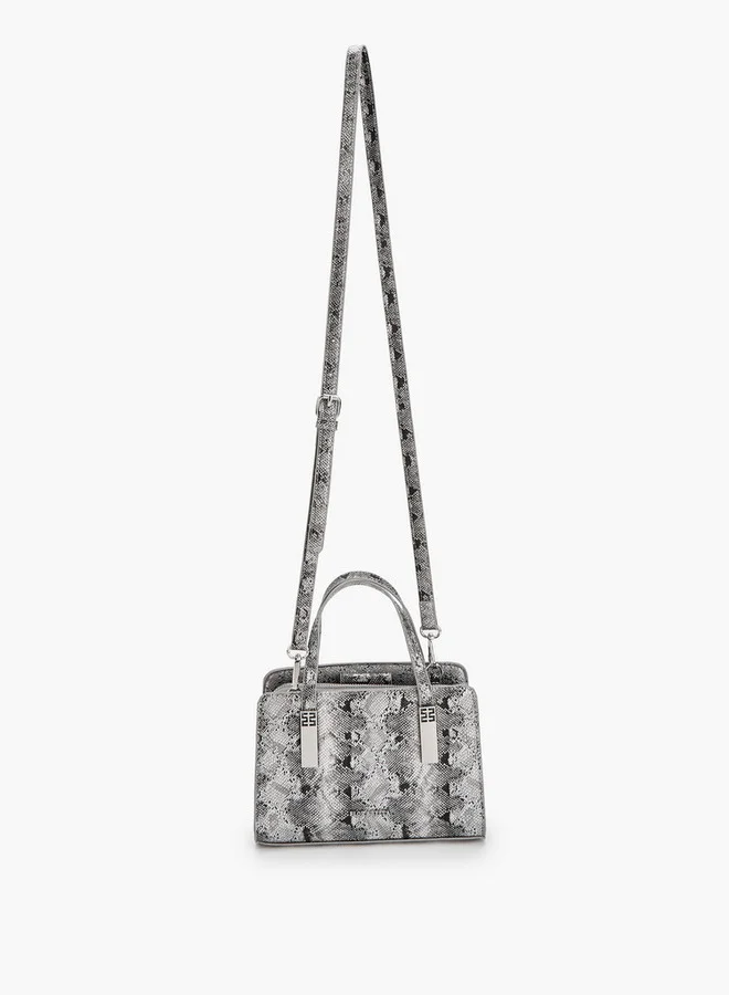 Flora Bella By Shoexpress Animal Print Tote Bag with Detachable Strap and Zip Closure