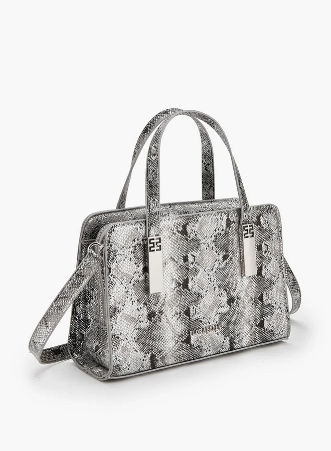 Flora Bella By Shoexpress Animal Print Tote Bag with Detachable Strap and Zip Closure