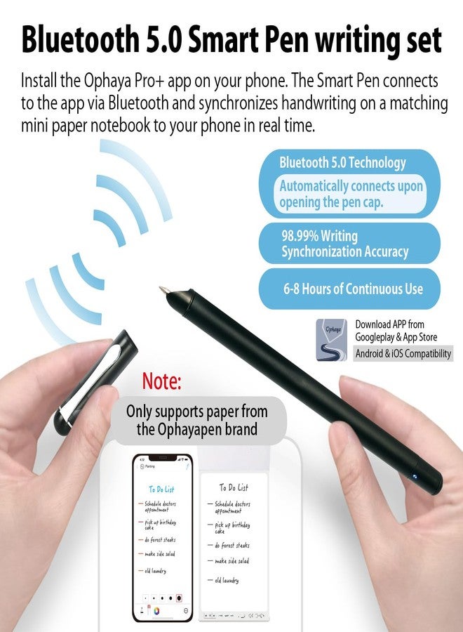 Ophayapen Smart Pen+Mini notebok, Digital Pen Real-time Sync for Digitizing, Storing, and Sharing Notes, Ideal Smart Pen for Note Taking, Drawing, Classroom, Offices, Compatible with Android and iOS - Image 2