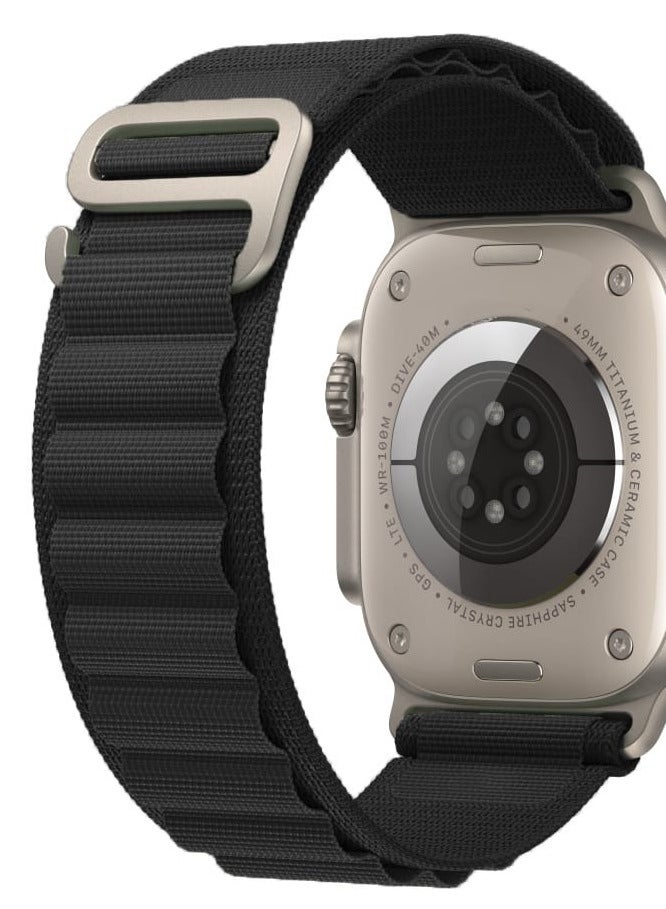 New Apple Watch Band  Strong Nylon  Supports Sizes 42/44/45/49  Black Color - Image 1