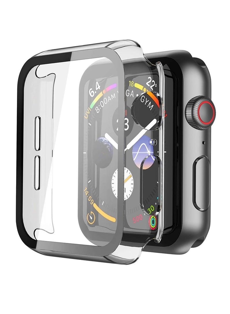 2 Pack Case Compatible With Series 6/SE/Series 5/Series 4 With Built In Tempered Glass Screen Protector- All Around Hard PC Case Overall Protective Cover (Clear) (44mm)  - Image 1