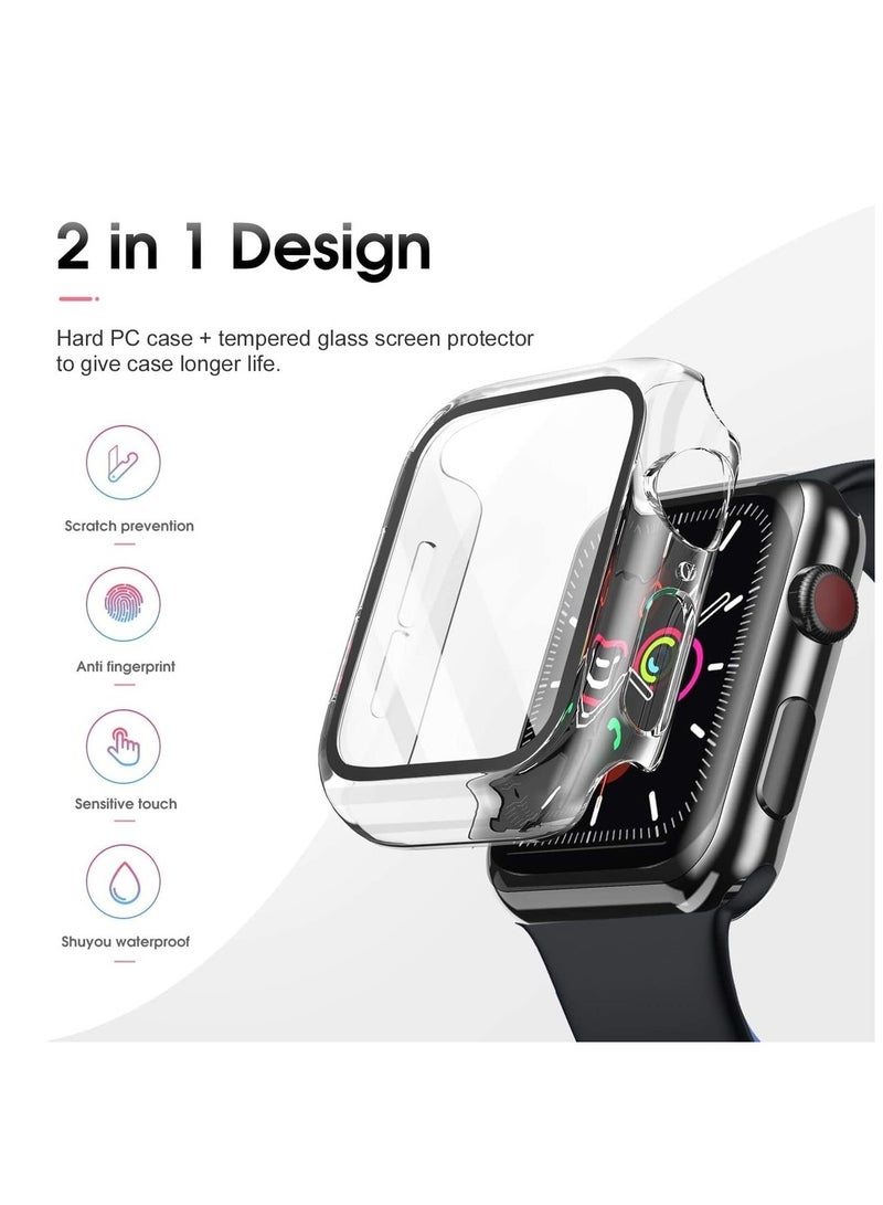 2 Pack Case Compatible With Series 6/SE/Series 5/Series 4 With Built In Tempered Glass Screen Protector- All Around Hard PC Case Overall Protective Cover (Clear) (44mm)  - Image 2