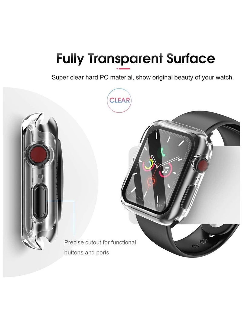 2 Pack Case Compatible With Series 6/SE/Series 5/Series 4 With Built In Tempered Glass Screen Protector- All Around Hard PC Case Overall Protective Cover (Clear) (44mm)  - Image 3