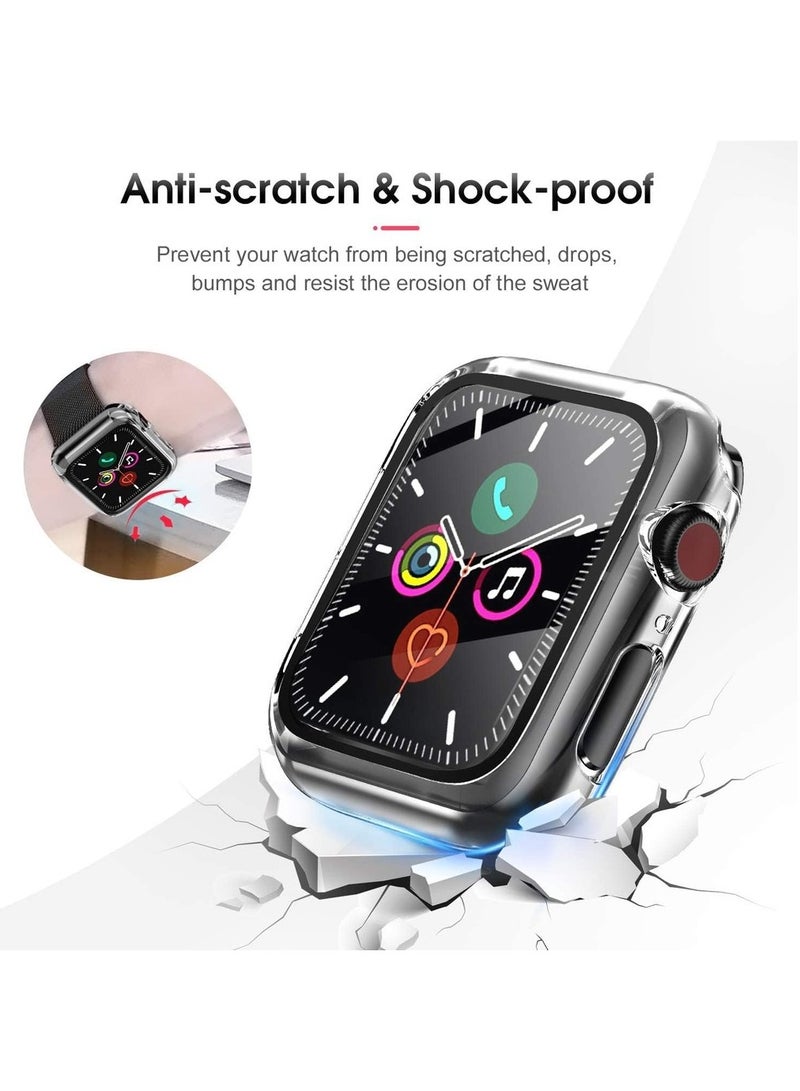 2 Pack Case Compatible With Series 6/SE/Series 5/Series 4 With Built In Tempered Glass Screen Protector- All Around Hard PC Case Overall Protective Cover (Clear) (44mm)  - Image 5