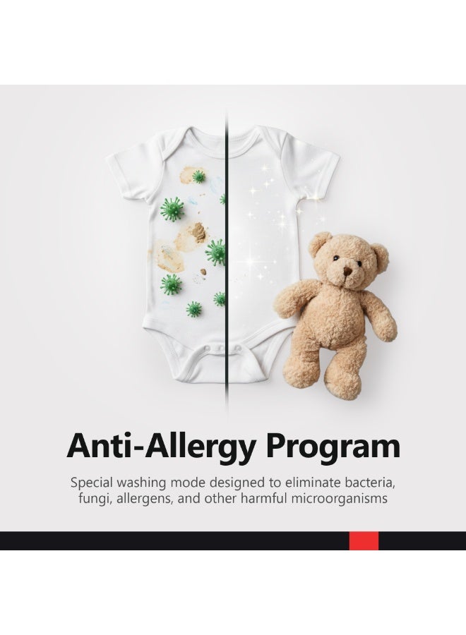 DAEWOO 7KG Front Load Washing Machine, 1200 RPM, Universal Motor, 15 Programs, Fully Automatic Washer, Child Lock, 90° Hygiene, Quick Wash 15Min, LED Display, DWD-7S1211- Silver -Türkiye- 1Year Warranty - Image 4