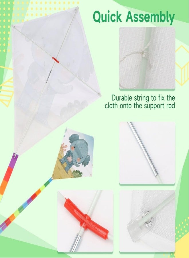 B bangcool DIY Kids Kite Blank Kites Making Painting White Paper Blank Kites with Swivel Line for Kids Outdoor Park Beach Grassland Activities (10PCS) - Image 4