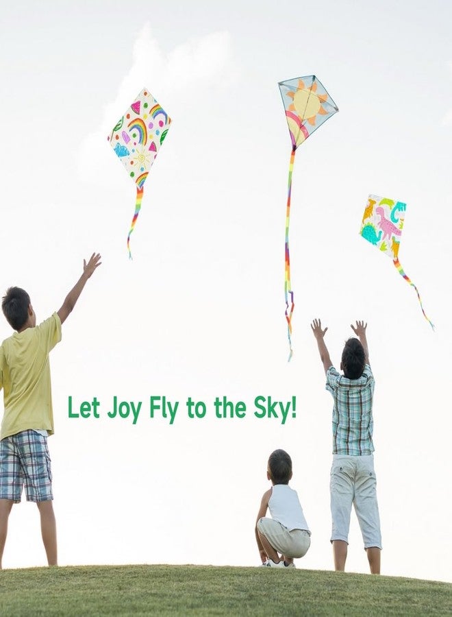 B bangcool DIY Kids Kite Blank Kites Making Painting White Paper Blank Kites with Swivel Line for Kids Outdoor Park Beach Grassland Activities (10PCS) - Image 3
