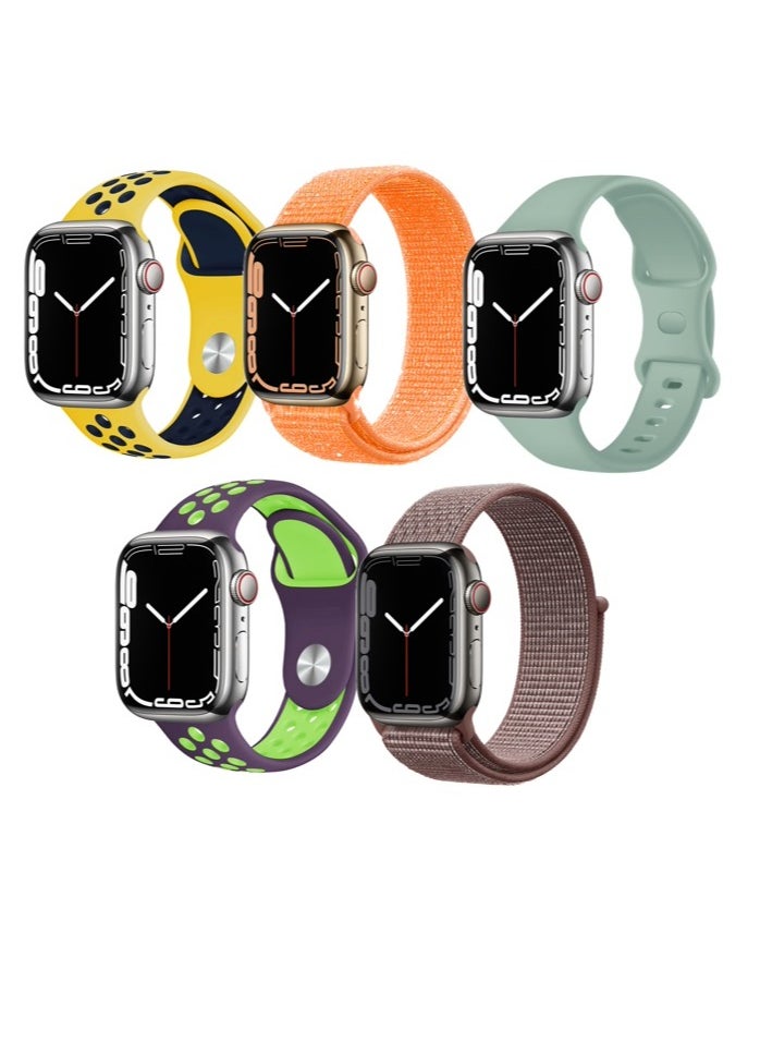 Perfii - 5pcs Watch Bands Replacement for Apple Watch Strap Compatible with Apple Watch 42/41/40/38mm Series 10/9/8/7/6/5/4/SE - Image 1