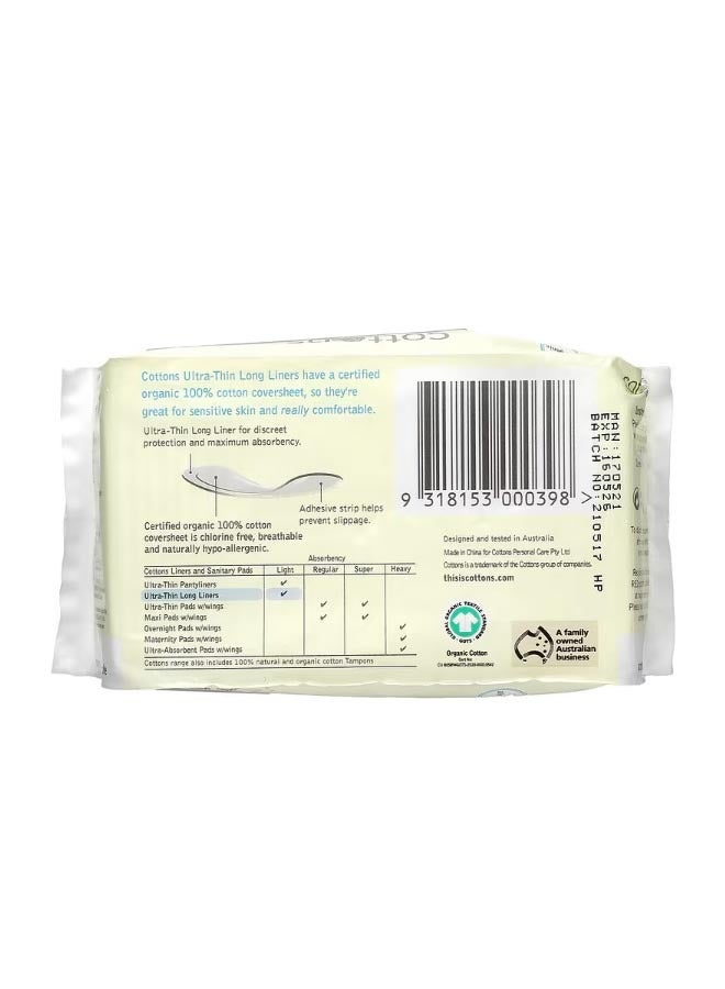 cottons Organic Long Liners Ultra-Thin Unscented 32 Liners - Image 2