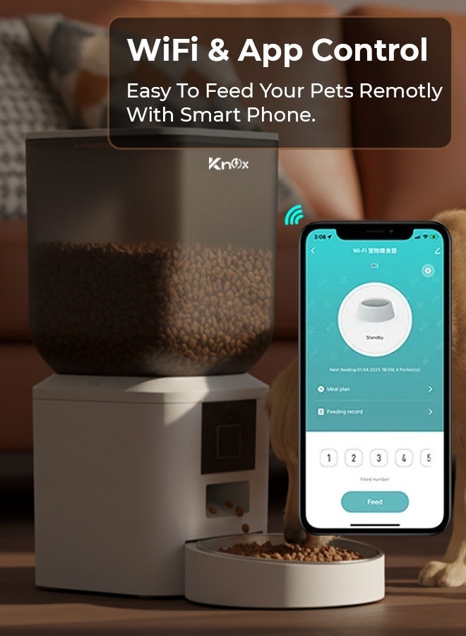 Knox Powering Generations Knox Automatic Pet Feeder 7L, Smart Wi-Fi Cat & Dog Pet Food Dispenser, Timed Dry Food Feeder, Portion Control, Multiple Alarms, Detachable Design, Stainless Steel Bowl, Built-in Desiccant Box - Image 3