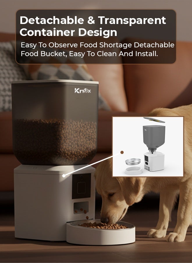 Knox Powering Generations Knox Automatic Pet Feeder 7L, Smart Wi-Fi Cat & Dog Pet Food Dispenser, Timed Dry Food Feeder, Portion Control, Multiple Alarms, Detachable Design, Stainless Steel Bowl, Built-in Desiccant Box - Image 5