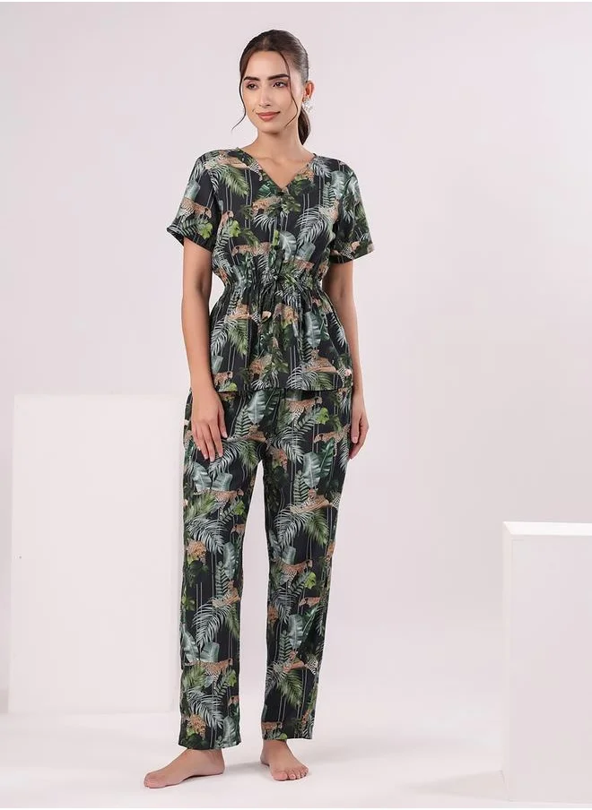 سانسكريتي هومز Women Printed Cotton Night suit by Styli