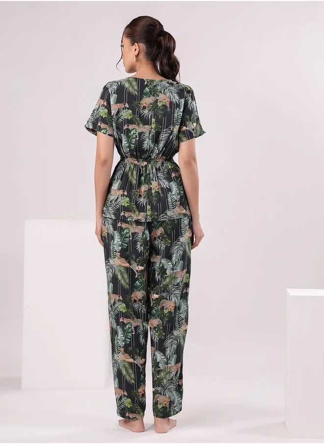 سانسكريتي هومز Women Printed Cotton Night suit by Styli