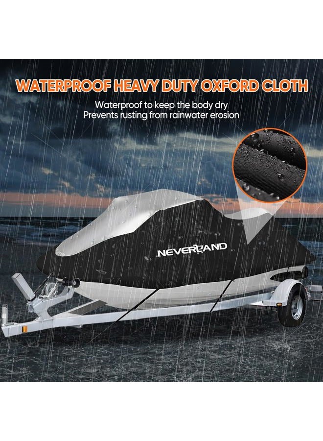 NEVERLAND Jet Ski Cover 3 Seats Heavy Duty Waterproof 210D with 2 Air Vent Marine Grade UV Resistant Fits Yamaha Sea-Doo up to 120" - Image 3