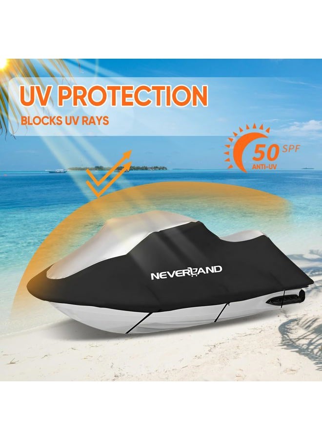 NEVERLAND Jet Ski Cover 3 Seats Heavy Duty Waterproof 210D with 2 Air Vent Marine Grade UV Resistant Fits Yamaha Sea-Doo up to 120" - Image 4