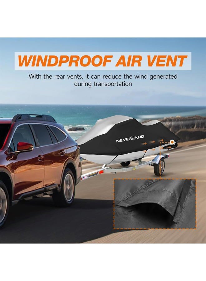 NEVERLAND Jet Ski Cover 3 Seats Heavy Duty Waterproof 210D with 2 Air Vent Marine Grade UV Resistant Fits Yamaha Sea-Doo up to 120" - Image 5