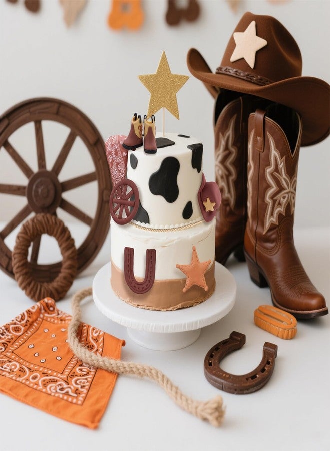 cnomg Cowboy Cake Decorations Cowboy Boots Cake Topper Cupcake Toppers Cowgirl Western Theme Baby Shower Party - Image 2