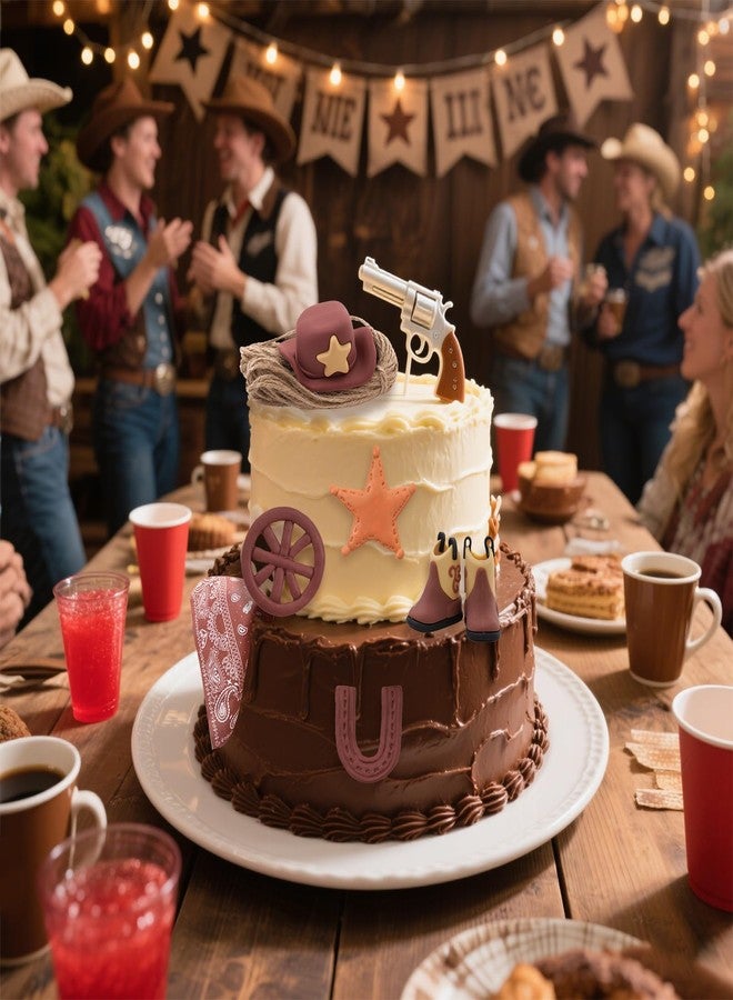 cnomg Cowboy Cake Decorations Cowboy Boots Cake Topper Cupcake Toppers Cowgirl Western Theme Baby Shower Party - Image 4