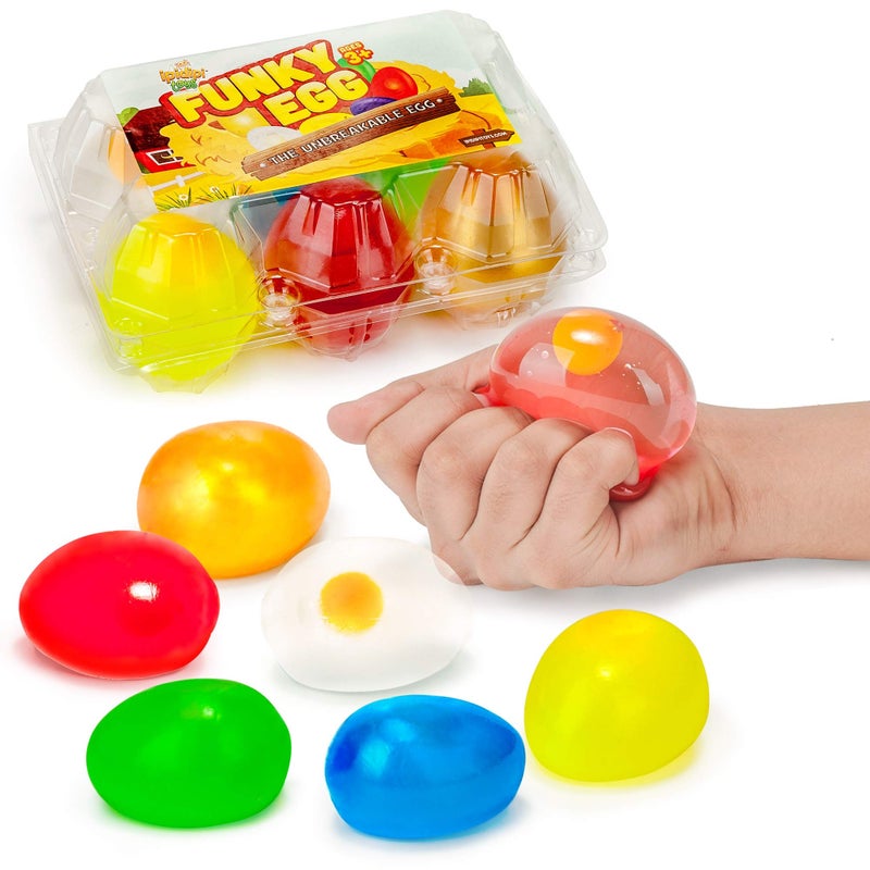 IPIDIPI TOYS Colorful Squishy Egg Easter Basket Stuffers Easter Egg Hunting Clear Egg Yolk Fun Squeeze Yolk Balls for Kids Birthday Party Favors Assorted Colors Pack of 6 - Image 3