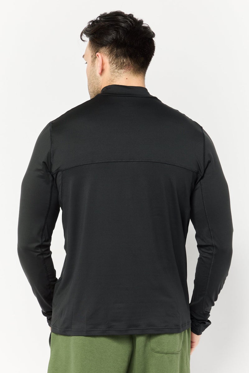 Reebok تي شيرت تدريب بأكمام طويلة للرجال، رياضي، أسود - Image 2