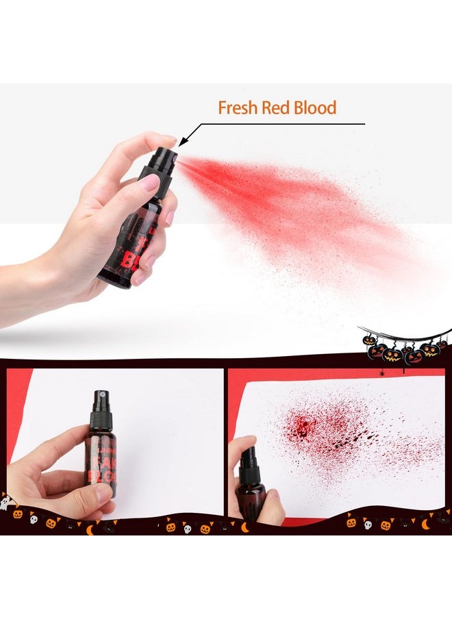 UNIMEIX 1 Oz Fake Blood Spray And 1 Oz Gel Fake Blood Makeup Kit Washable Sfx Makeup For Clothes Mouth Eyes，Stage Blood For Halloween Zombie Vampire Cosplay Party  - Image 2