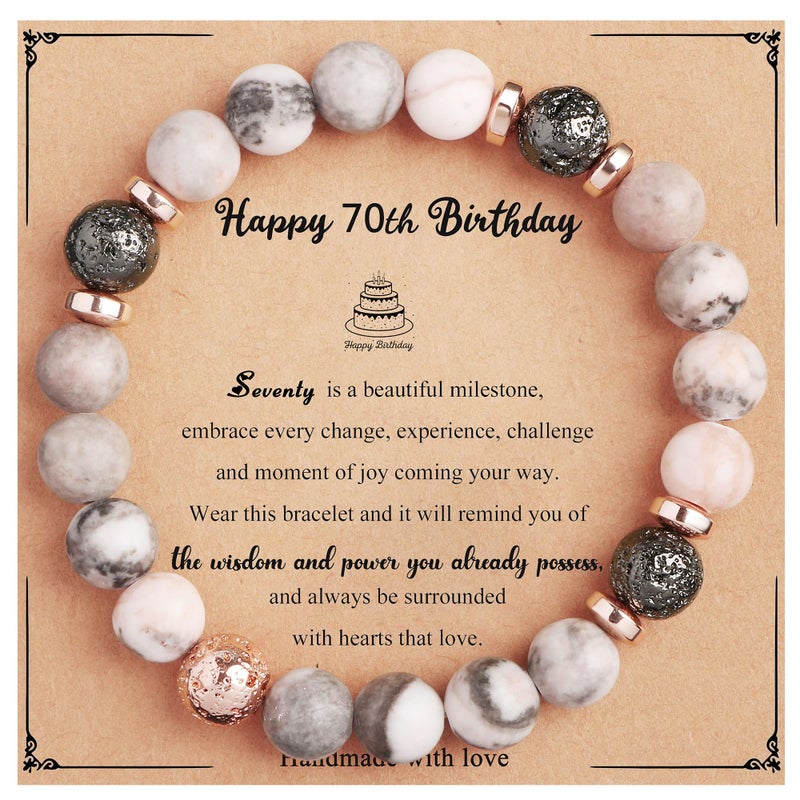 Yiyang 70th Birthday Gifts for Women, Natural Stone Stretch Bracelets Sentimental Birthday Gifts for 70 Year Old Women 70th Birthday Gift Ideas for Mom Grandma Aunt Sister Born in 1956 Gifts - Image 1
