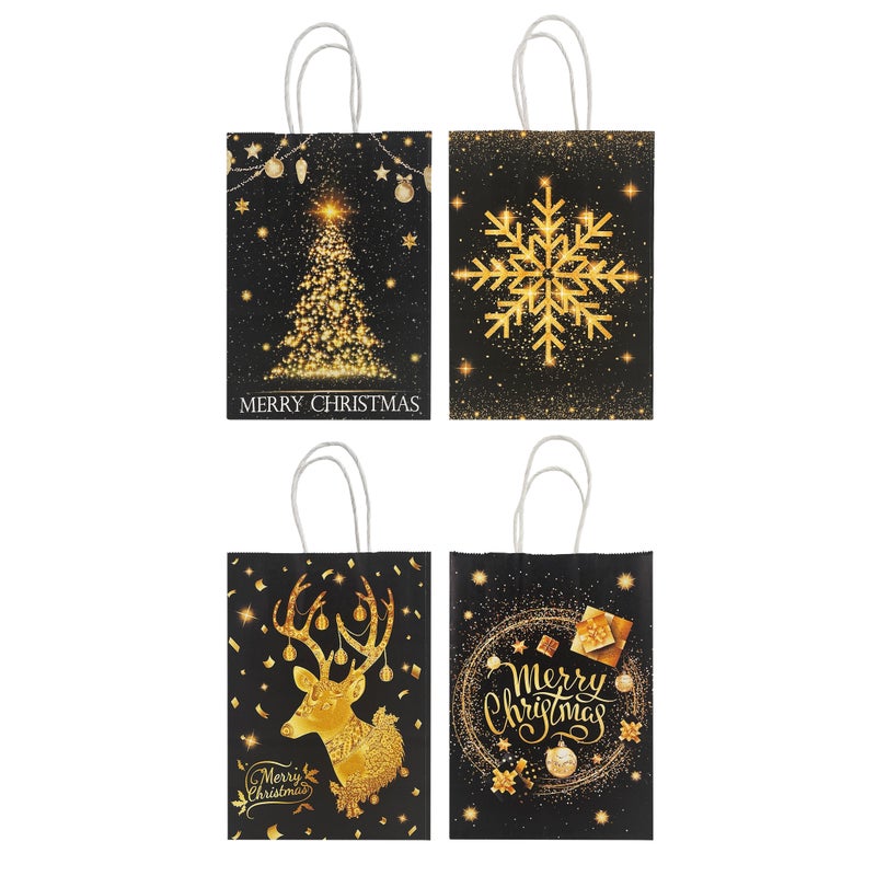 CHRISTMAS MAGIC Noir Luxe Kraft Bags Asst. 15x8x21cm 8Pcs/Pk - Image 2