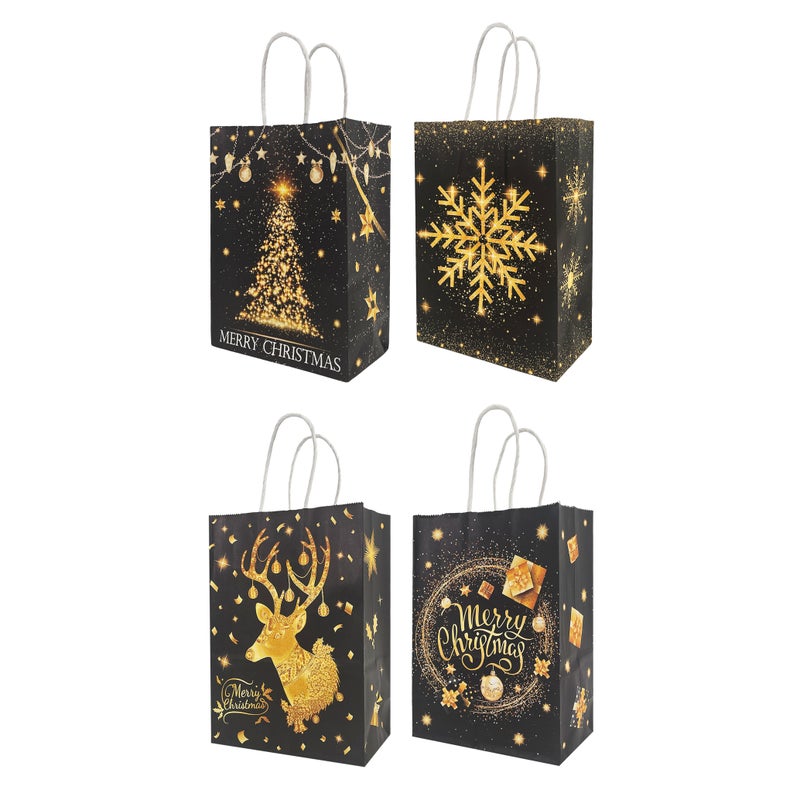 CHRISTMAS MAGIC Noir Luxe Kraft Bags Asst. 15x8x21cm 8Pcs/Pk - Image 3