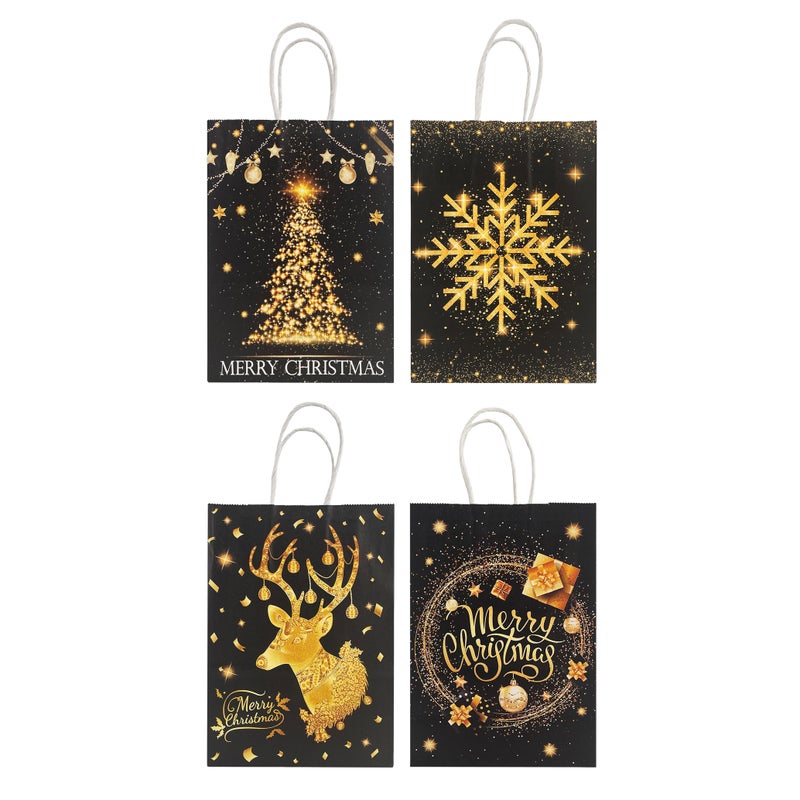 CHRISTMAS MAGIC Noir Luxe Kraft Bags Asst. 15x8x21cm 8Pcs/Pk - Image 1
