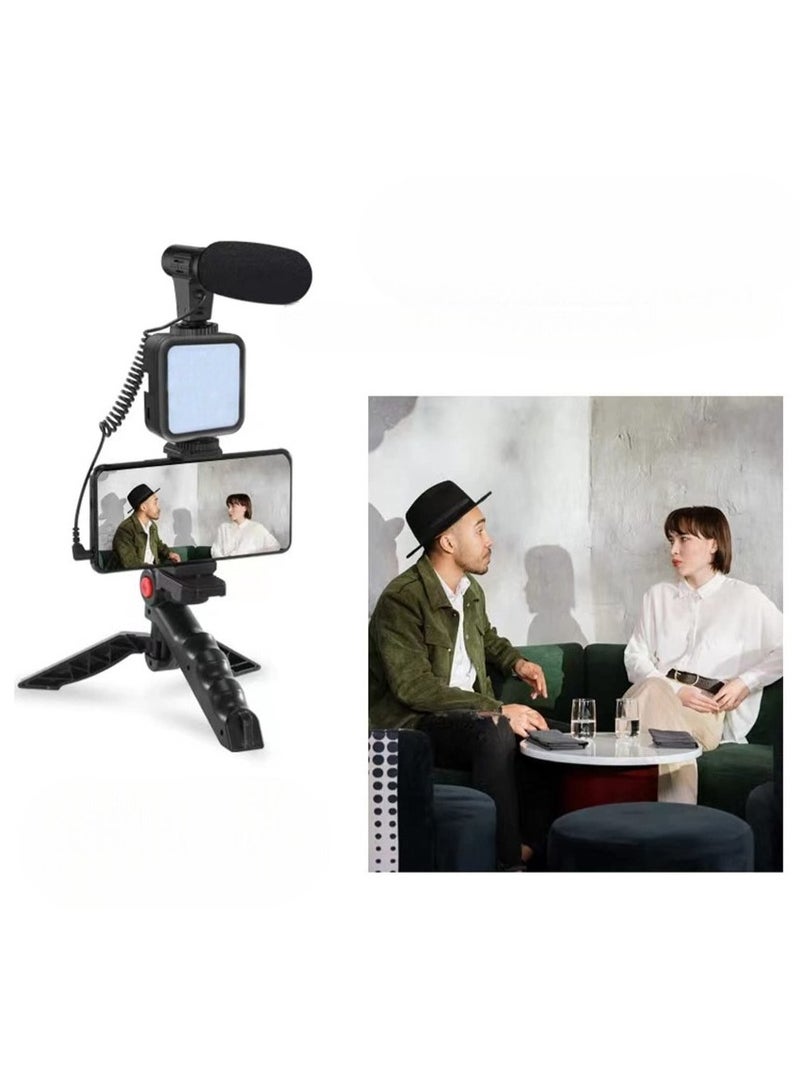 Smartphone Video Vlogging Kit with Microphone, Tripod, LED Light, Wireless Remote, Phone Holder - Video Microphone Rig Kit for YouTube, TikTok, Filming, Vlogging  - Image 1