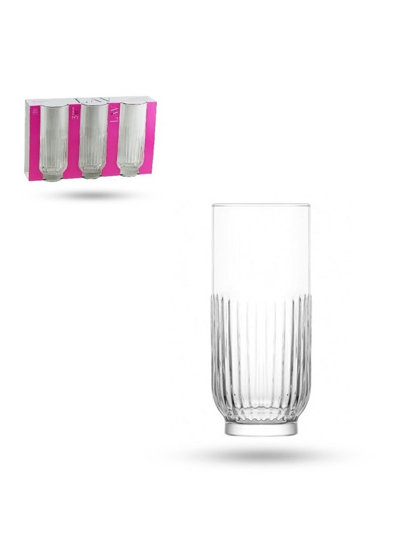 LAV 3 Pieces Tokyo Long Drink Glass Set 395 Ml - Clear - Image 4