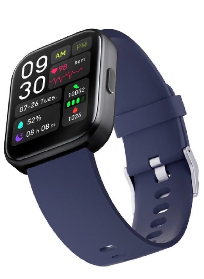 AROAQ Bluetooth Sports Smartwatch GTS4 with Bluetooth Calling | 1.69" Full Touch Display, Heart Rate, SpO2 & BP Monitoring, 100 Sports Modes, IP67 Waterproof, Long Battery Life - Blue